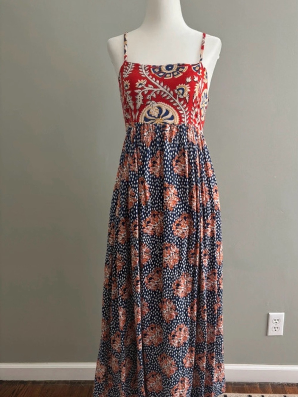 NATURAL LIFE Bohemian Red & Navy Floral Maxi Dress